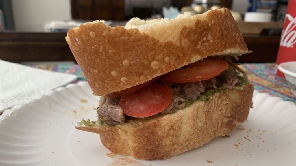 carnitas torta on baguette